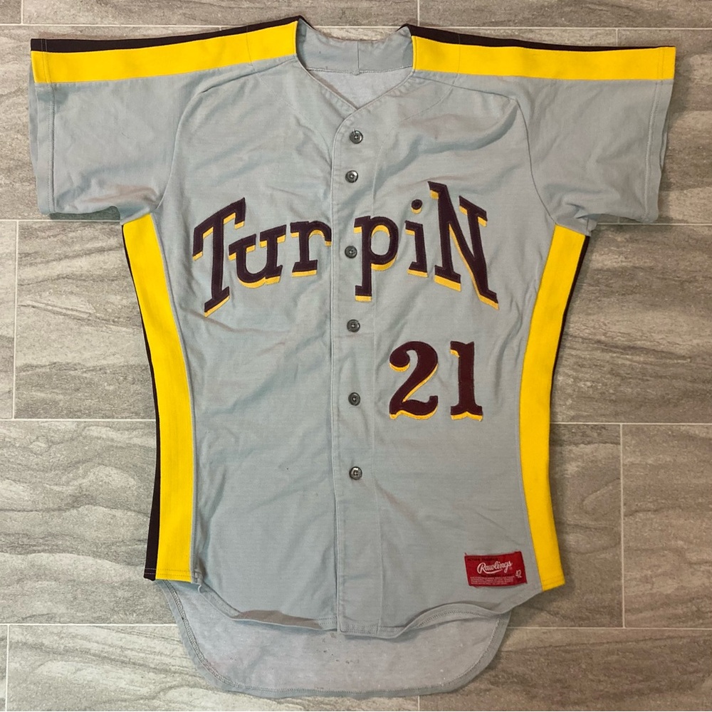 VTG 1970s Turpin Ohio Game Worn Used Baseball Jersey Rawlings Jersey